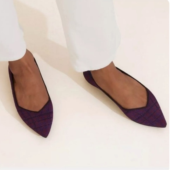 Rothy's Cranberry Plaid Points Brand New Retired Size 9.5 - Picture 1 of 9